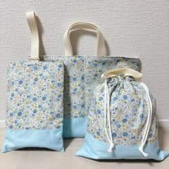 レッスンバッグ 上履き入れ 体操着袋 ハンドメイド シンプル小花柄