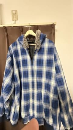 フード付き チェック柄 ジップアップ ブルゾン　KINGSIZEのサムネイル