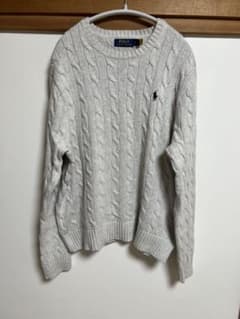 POLO Ralph Lauren グレー ケーブルニットセーター Lのサムネイル