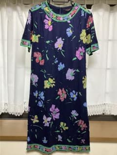 ひーこ様専用LEONARD FASHION レオナール 半袖ワンピース 紺色 - メルカリ