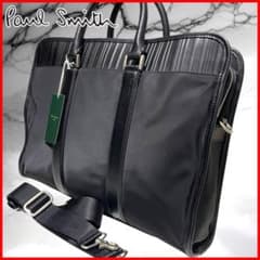 【美品】ポールスミス 本革×ナイロン ブリーフケース 黒 ビジネスバッグ2way PSビジネスナイロン 2WAYブリーフケース ｜ポール・スミス