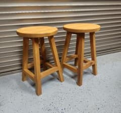 木製 丸イス スツール ハンドメイド 座面高61cm　2脚 木製 丸イス スツール ハンドメイド 座面高44cm 2脚 - メルカリ