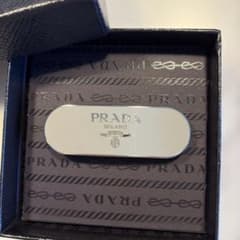 PRADA プラダ バレッタ ヘアクリップ ブルーグレー シルバー 箱付き