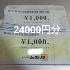 ビックカメラ　コジマ　株主優待　24000円分のサムネイル
