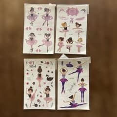 バレエ柄 キッズ用タトゥーシール 4枚セットのサムネイル