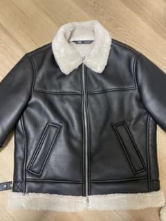 ZARA ボアライダースジャケット ブラックのサムネイル