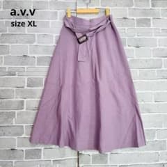 a.v.v 벨트 부착 플레어 스커트 XL LL 보라색 라벤더 통근 D695