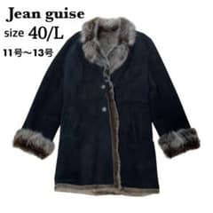 Jean guise 本革 ファー付き ムートンコート ブラック L - メルカリ