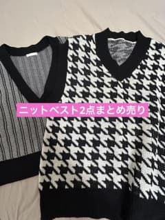 ニットベスト/まとめ売り gu♡シンプル♡大人かわいい♡チェック♡のサムネイル