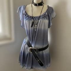 &byP&Dグラデーションチュニックy2kフェアリーグランジ森ガール青系00s