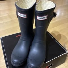 HUNTER レインブーツ ネイビー ミドル丈 24cm - メルカリ