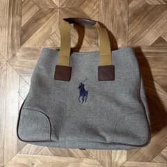最終値引き！Polo Ralph Lauren トートバッグ グレー 刺繍ロゴ | Mercari