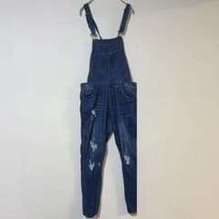 レア✨JVINI Fashion 【M】デニムサロペット ダメージ加工 デニムのサムネイル