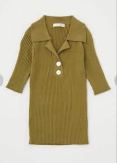 MOUSSY OPEN COLLAR ニットポロ グリーンのサムネイル