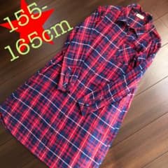 ★お値下げ★155-165cm フランネル　シャツワンピースのサムネイル