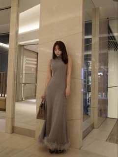 MISTREASS Feather Hem Knit Dress Gray - メルカリ