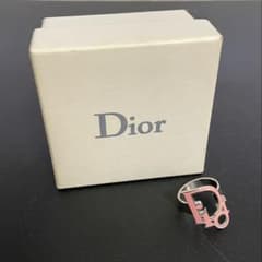 Christian Dior ロゴリング 6号 ピンク&シルバー 指輪 箱付き - メルカリ