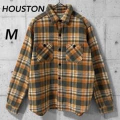 HOUSTON 휴스턴 헤비넬 셔츠 일본제 체크 오렌지 M