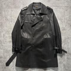 最終　A．A．R　ヨウジヤマモト　ダーバン　トレンチコート　ミリタリー 超希少 ヨウジヤマモト A.A.R ダーバン レザートレンチコート ブラック