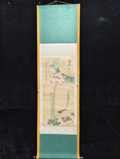 中国古画 清代 鄒一桂 蓮花小鳥図 三尺中堂 肉筆紙本 CD19 - メルカリ