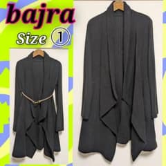 bajra バジュラ ロングカーディガン 異素材 変形 サイズ① 黒 ラップ