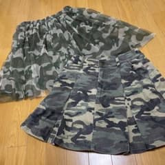 迷彩柄スカート 2点セット チュール デニム キッズ用のサムネイル