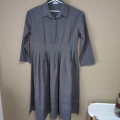 グレー シャツワンピース ロング丈のサムネイル