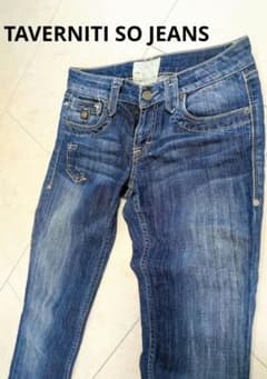 TAVERNITI SO JEANSストレートデニム ディストレスト加工