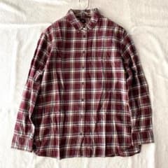 [UNIQLO] Flannel check shirt, slightly brushed round hem, full buttons L