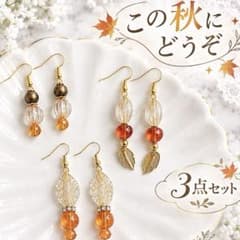 【秋限定】その日の気分で楽しむ 秋色ピアス3点セットのサムネイル