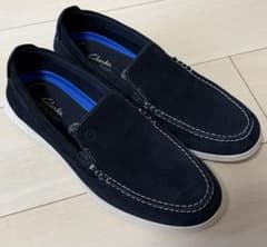 Clarks スエード スリッポン フレックスウェイ 26.5 ネイビー - メルカリ