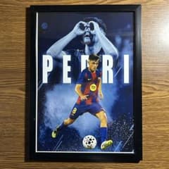 FCバルセロナ ペドリ ポスター 額縁付き A4 スペイン サッカー