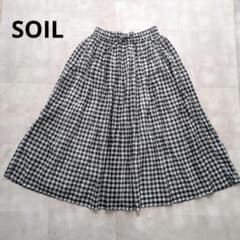SOIL ソイル たっぷりギャザー ロングスカート ギンガムチェック インド綿 SOIL ソイル たっぷりギャザー ロングスカート ギンガムチェック