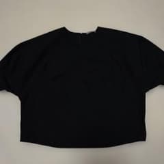 美品＊セオリーリュクス コットン混クルーネックブラウス 38 黒 半袖