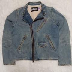 Schott デニム ライダースジャケット　【M】 Schott デニムボア襟ライダースジャケット - メルカリ