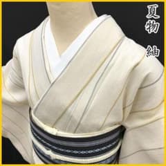 〇507mt9〇夏物 紬 縞 アイボリー 居敷当て付き〇美品 〇507mt9〇夏物 紬 縞 アイボリー 居敷当て付き〇美品 - メルカリ