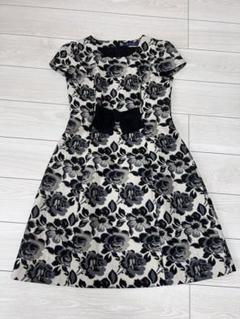 【美品】M'S GRACY薔薇柄 お花柄 光沢 ワンピース BIGリボン 美品】M'S GRACY薔薇柄 お花柄 光沢 ワンピース BIGリボン