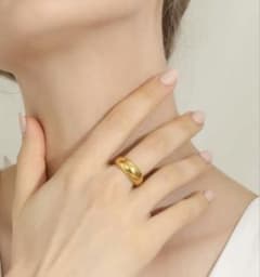 18K ゴールド リング ステンレス　指輪 シンプル　リング　つけっぱなしOKのサムネイル