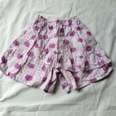 130㌢　キッズ　キュロット　チェック　ネコ　ハンドメイドのサムネイル