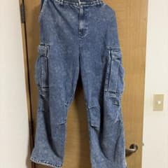 デニムブルー カーゴパンツ ゴムウエストのサムネイル