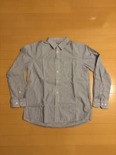 無印良品 シワになりにくい長袖シャツ紳士Ｌ・ダークネイビーストライプのサムネイル