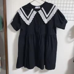 セーラー風　ガーリー　ミニワンピース　黒のサムネイル