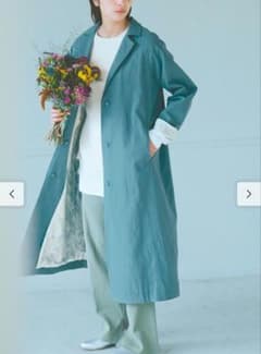 A*e様 フェリシモ・3L・新品・大人モリスの世界・麻混のニュアンスブルーコート FELISSIMO リブ イン コンフォート 麻混のニュアンスブルー