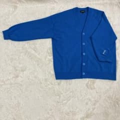 PAGEBOYLIMブルーVネックカーディガン太リブ袖ロゴ刺繍メンズレディースFのサムネイル