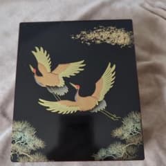 漆器 硯箱 鶴 松蒔絵 黒漆のサムネイル