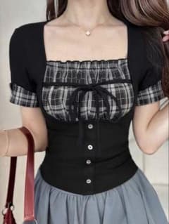 shein 半袖 Tシャツ トップス チェックのサムネイル