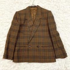 DAKS Checkered Tailored Jacket, Size L, Brown, Stylish