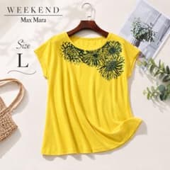 WEEKEND Max Mara 花柄 カットソー L イエロー 半袖 刺繍 黄 - メルカリ