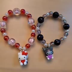 Sanrio Characters Bead Bracelet Set of 2: Kitty & Kuromi