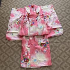 七五三用花柄着物 ピンク